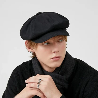 Solid Casual Newsboy Cap - Image 3