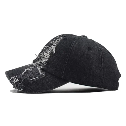 Ripped Denim Baseball Hat - Image 3