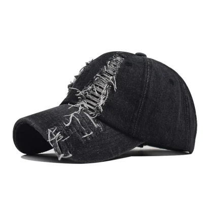 Ripped Denim Baseball Hat - Image 5