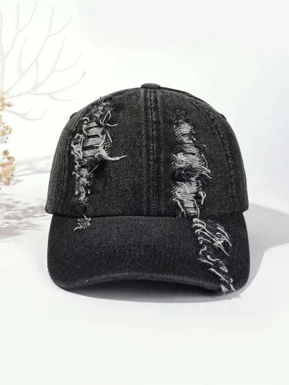 Distressed Denim Baseball Cap - Image 3