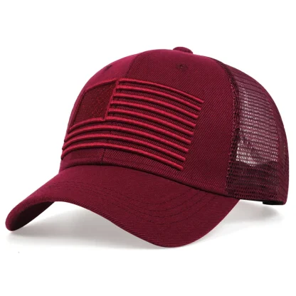 Solid Embroidery Flag Trucker Hats - Image 6
