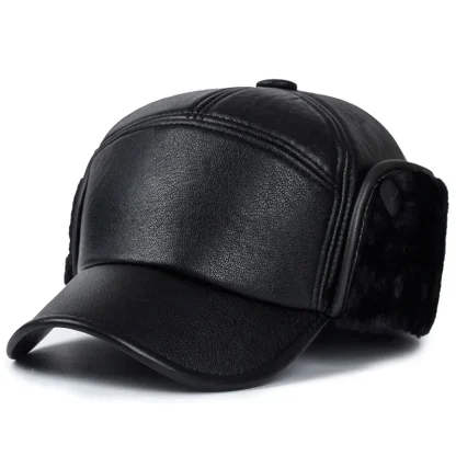 Warm Earflap Black Hat - Image 3