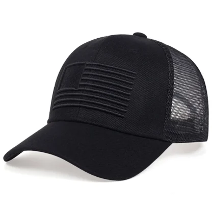 Solid Embroidery Flag Trucker Hats