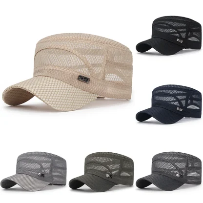 Flat Top Mesh Military Hats - Image 6