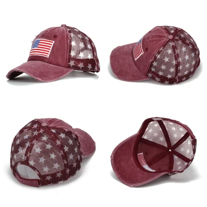 Distressed American Flag Trucker Hat - Image 5