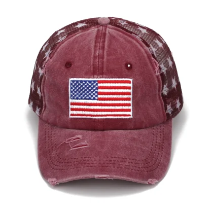 Distressed American Flag Trucker Hat - Image 2