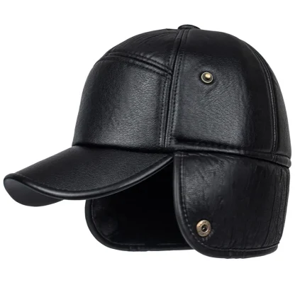 Warm Earflap Black Hat - Image 2