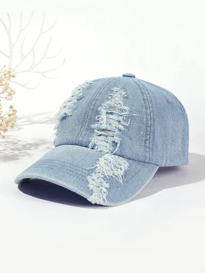 Distressed Denim Baseball Cap