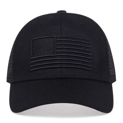 Solid Embroidery Flag Trucker Hats - Image 2