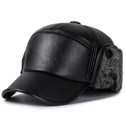 Warm Earflap Black Hat