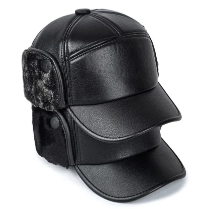 Warm Earflap Black Hat - Image 6