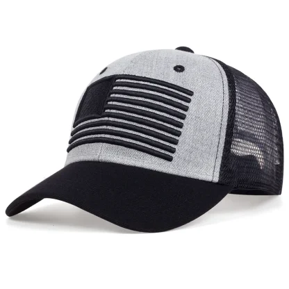 Solid Embroidery Flag Trucker Hats - Image 5