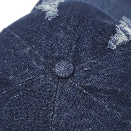 Distressed Denim Baseball Cap - Image 5