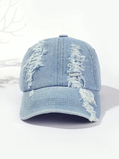 Distressed Denim Baseball Cap - Image 6