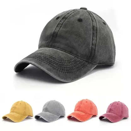 Solid Denim Washed Baseball Hats - Image 7
