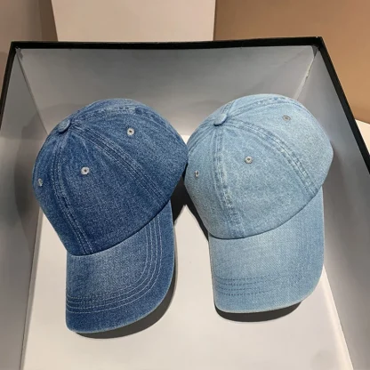 Solid Denim Baseball Hat - Image 6
