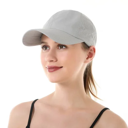 Ponytail Mesh Solid Baseball Cap - Image 3