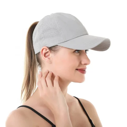 Ponytail Mesh Solid Baseball Cap - Image 4