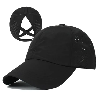 Ponytail Mesh Solid Baseball Cap - Image 6